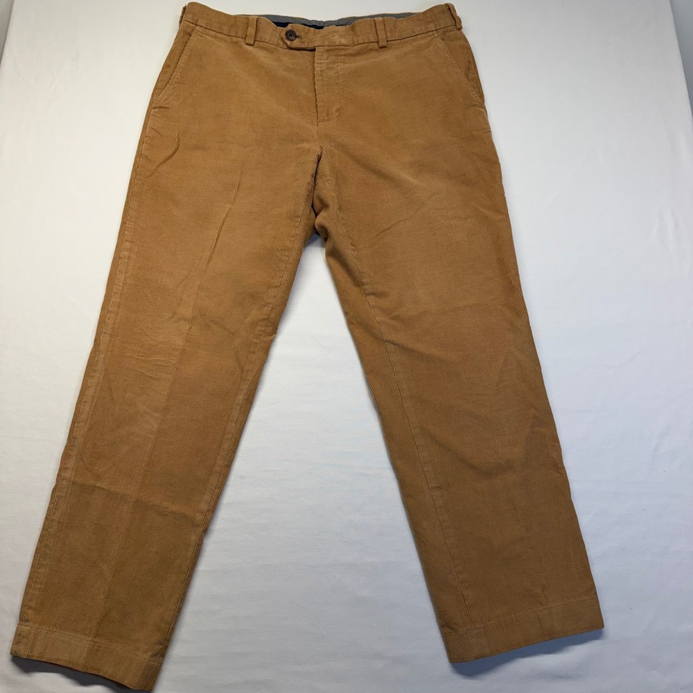 Brooks Brothers Milano Corduroy Pants 36x32 Camel Mens Slim Fit Chino Trousers